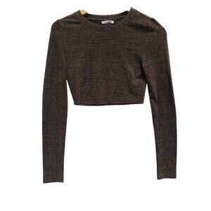 Reformation Zion Black Shimmer Top Size S